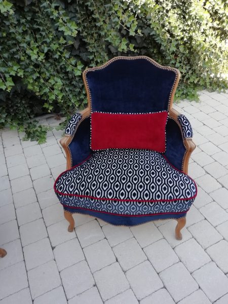 Tapissier décorateur bergère bleu coordonné  sables olonne