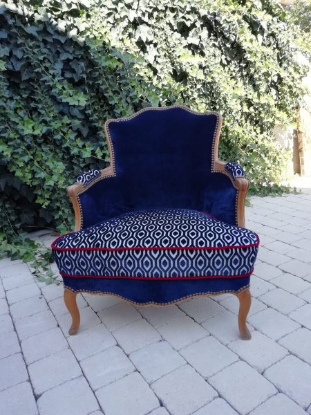 Tapissier décorateur bergère bleu coordonné  sables olonne
